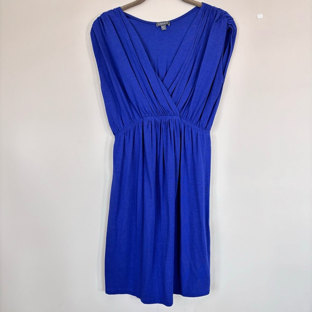 Lilla P Pima Cotton Blend Draped Pleated Dress Purple Size Small
